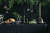 Christmas buffet with salads and lamb crown