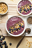 Acai smoothie bowl with blueberries and granola
