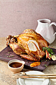 Turkey with peach and sweet potato stuffing