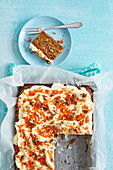 Vegan carrot cake from the tray