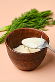 Cream cheese with horseradish and dill in a bowl