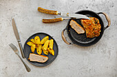Baked pork fillet with rosemary and potato wedges