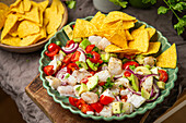 Ceviche vom Weißfisch mit Nachochips