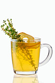 Hot apple and ginger tea with thyme