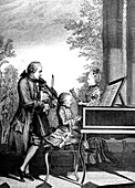 Mozart's at seven, 19th century illustration