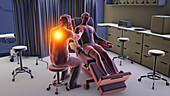 Healthcare worker experiencing back pain, illustration