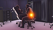 Healthcare worker experiencing back pain, illustration