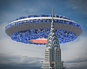 UFO above Chrysler Building, illustration