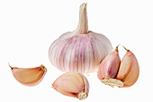 Whole garlic bulb and individual cloves