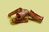 Dried beef tracheas in pieces as a dog snack