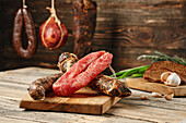 Air-dried beef and poultry sausages