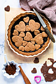 Linzer tart with hearts