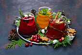 Fruit teas with raspberries, oranges and cranberries