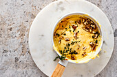 Baked camembert with honey, thyme and pecans