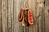 Smoked, air-dried sausages and meat