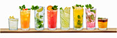 Various summer drinks without alcohol