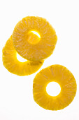 Pineapple slices on a white background