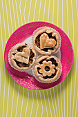 Mince pies with pastry hearts and flowers