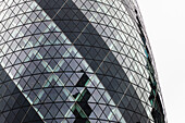 Building detail, 30 St Mary Axe, also known as the Gherkin, London, England, UK