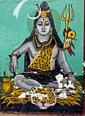 Vishnu Hindu god, wall painting, Varanasi, Uttar Pradesh, India