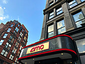 AMC movie theater, building exterior, New York City, New York, USA
