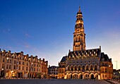France, Pas de Calais, Arras, place des Heros (Heroes square) and the city hall listed as World Heritage by UNESCO