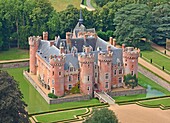 France, Eure et Loir, the castle of Villebon (aerial view)