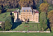 France, Ain, Fareins, the castle of Flecheres (aerial view)