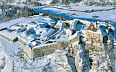 France, Doubs, La Cluse et Mijoux, the fort of Joux (aerial view)