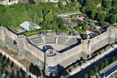 France, Seine et Marne, Provins, listed as World Heritage by UNESCO, the upper town and the ramparts (aerial view)