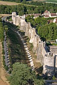 France, Seine et Marne, Provins, listed as World Heritage by UNESCO, the upper town and the ramparts (aerial view)