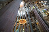 Spain, Catalonia, Barcelona, &#x200b;&#x200b;Eixample district, Cathedral of Sagrada Familia by architect Antoni Gaudi, UNESCO World Heritage site