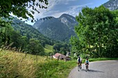 France, Haute Savoie, Bornes massif, Plateau des Glieres cycling tour to the hamlet of La Verrerie and the combe of Nerval