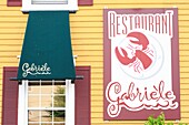 Canada, New Brunswick, Acadie, Westmorland County, Shediac (Self-proclaimed Lobster Capital of the World), Gabriele Restaurant, Restaurant Logo with Lobster
