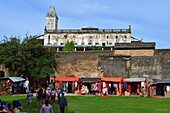 Tanzania, Zanzibar Town, Stone Town, listed as World Heritage by UNESCO, stalls and House of Wonders clockhouse