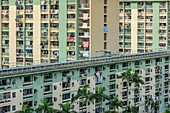 China, Hong Kong, Kowloon, residential architectural building in Hong Kong's Kowloon