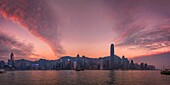 China, Hong Kong, Kowloon, view from Kowloon over Victoria harbour and Hong Kong Island