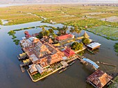 Myanmar (Burma), Shan State, Inle Lake, Kyaung Nga Hpe Monastery or Nga PheChaung (aerial view)