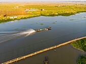 Myanmar (Burma), Shan State, Inle Lake, Kela Floating Gardens (aerial view)