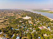 Myanmar (Burma), around Mandalay, Mingun, Hsinbyume Pagoda or Shin Bomei or Mya Thein Tan, XIX century (aerial view)