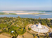 Myanmar (Burma), around Mandalay, Mingun, Hsinbyume Pagoda or Shin Bomei or Mya Thein Tan, XIX century (aerial view)