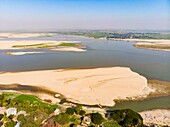 Myanmar (Burma), Mandalay area, Mingun, Irrawaddy river (aerial view)