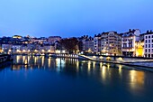 France, Rhone, Lyon, 1st arrondissement, Les Terreaux district, Saint Vincent quay, the Saint Vincent footbridge on La Saone