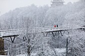 Frankreich, Rhone, Lyon, 5. Bezirk, Fourviere, Der Parc des Hauteurs, Tor zu den vier Winden unter dem Schnee