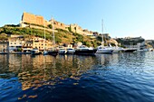 France, Corse du Sud, Freto, Bonifacio, port and the citadel