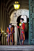 Italy, Lazio, Rome, Vatican city listed as World Heritage by UNESCO, St. Peter's Square, The Swiss Guards of the Basilica of St. Peter in Rome (Basilica San Pietro)