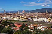 Italien, Toskana, Florenz, historisches Zentrum, von der UNESCO zum Weltkulturerbe erklärt, Piazzale Michelangelo, Gesamtansicht von Florenz