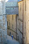 Frankreich, Manche, der Mont-Saint-Michel, Silhouette der Schwester in der Großen Höhe