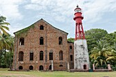 France, French Guiana, Cayenne, Salvation's Islands, penal colony on Devil's Island, building and lighthouse