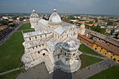 Italy, Tuscany, Pisa, the Duomo, from the top of the leaning tower view of the Cathedral of Santa Maria Amunta